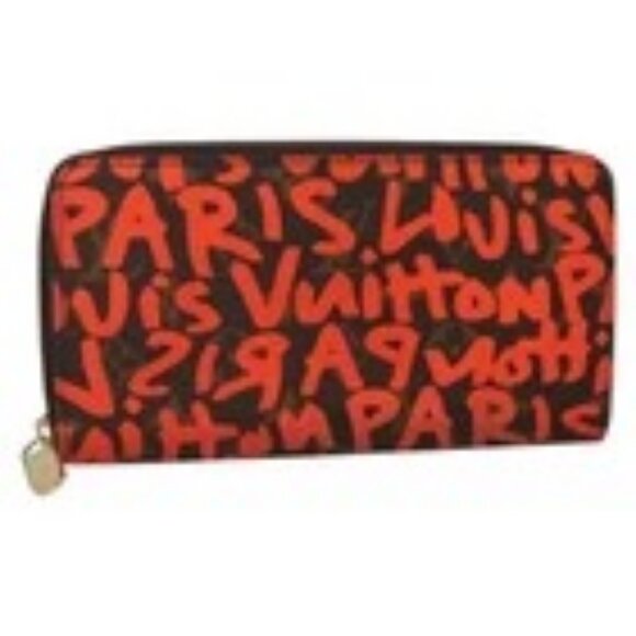 LOUIS VUITTON Monogram Graffiti Zippy Wallet Long Orange M93711 LV Auth 139993V - Picture 1 of 16